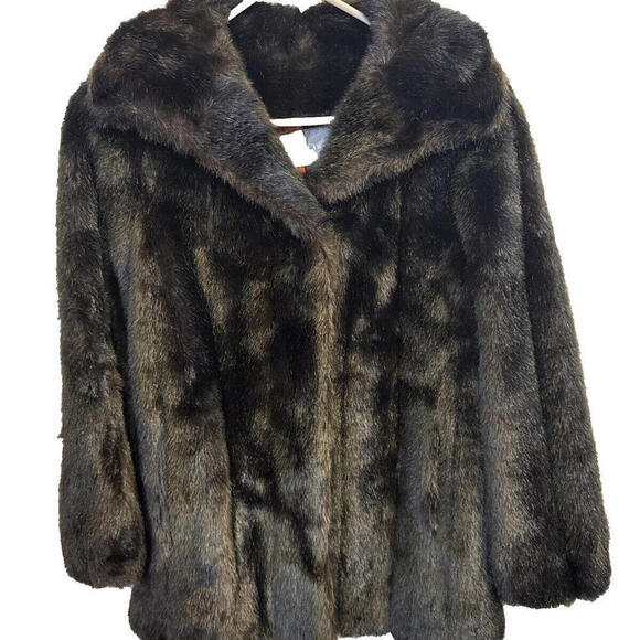 Jordache Jackets & Blazers - Vintage Jordache Faux Fur Coat (GA-43) Black‎